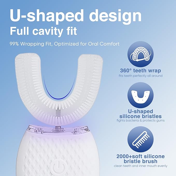 FORTIVUE 360° Smart Electric Toothbrush - Blue Light Whitening & Vibration